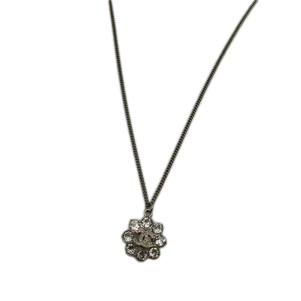 CHANEL Silver Logo Necklace